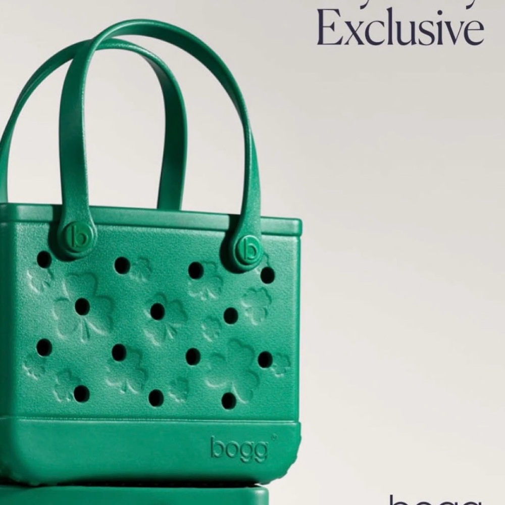 Teal shamrock Bogg Bag Tote - Picture 9 of 10